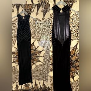 Vintage Black Velvet Evening Gown